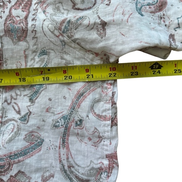 Tasso Elba 100% Linen Shirt Button Up Short Sleeve Pastel Paisley L - Picture 4 of 7